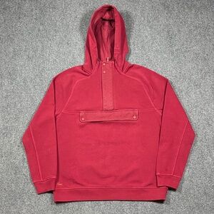Vintage Lacoste 1/4 Zip Snap Button Pullover Hoodie Red Mens Large 0460